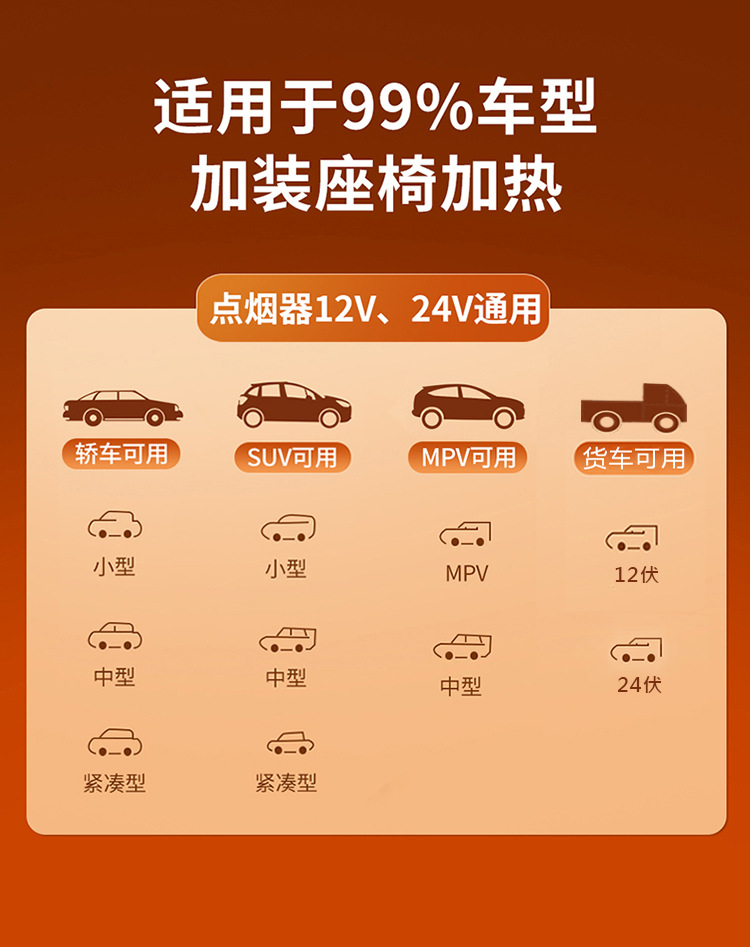 Winter Plush Car Heating Pad Graphene Fast Heating Car 12V24V Truck Car Universal Electric Heating Seat Cushion