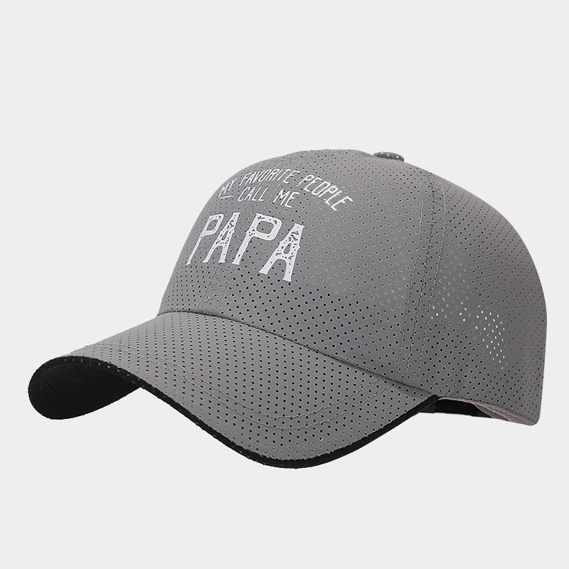 Papá al aire libre respirable malla sombrero de béisbol rápido secado letras retro sombrero de protección solar sombrero de primavera y verano sombrero deportivo