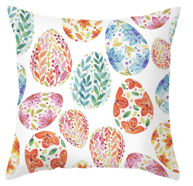 Amazon lino transfronterizo corto peluche conejo de Pascua acuarela guirlandas decorativas para el hogar almohadilla de almohada