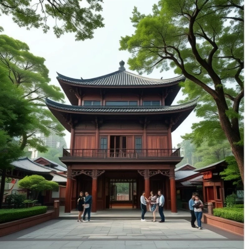 Ананасовая решетка, древний двор, цилиндрический зал предков из цельного дерева, деревянный квадратный уличный антикоррозийный деревянный столб, круглая деревянная балка.