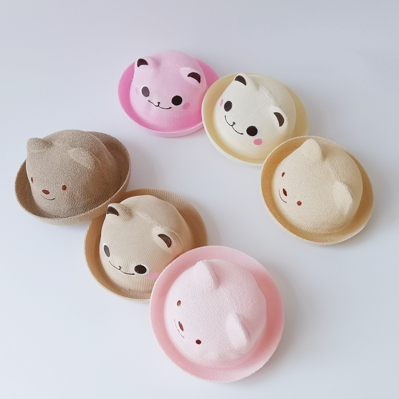 Korean Fashion Cartoon Bear Children's Straw Hat display picture 1