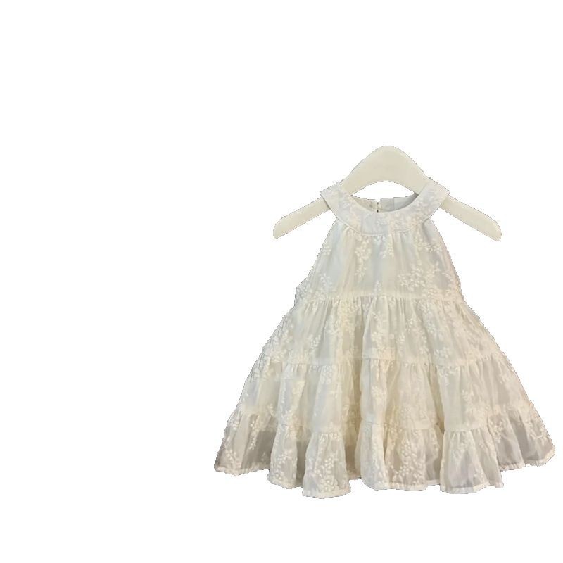 Vestido de verano para niñas 2025 Vestido de princesa de cumpleaños para niños pequeños y medianos de estilo occidental Falda de chaleco bordada Falda de tirantes de hadas