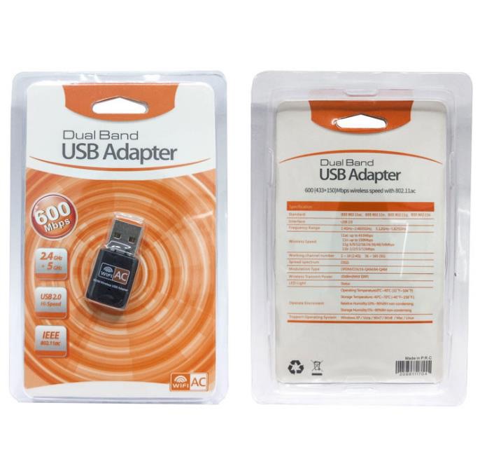 Scheda di rete wireless Wi-Fi USB dual-band Bluetooth da 600 m, due in uno_voghion.com