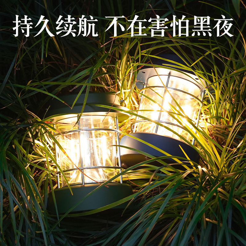 Transfronterizo nuevo retro camping luz solar recargable linterna multifuncional al aire libre camping luz tienda de luz camping