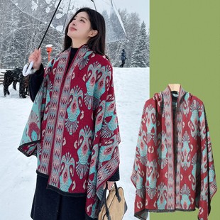 fleece-lined Shawl Women's 2025 New Cashmere Scarf Dual-use Blanket for Mother Autumn and Winter Warm Scarf