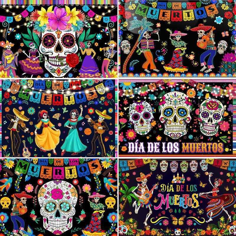 Cross-Border Manufacturer Day of the Dead Banner Backdrop Mexican Day of the Dead Party Decoration Scene Setup Skull Background Cross-Border Manufacturer Day of the Dead Banner Backdrop Mexican Day of the Dead Party Decoration Scene Setup Skull Background