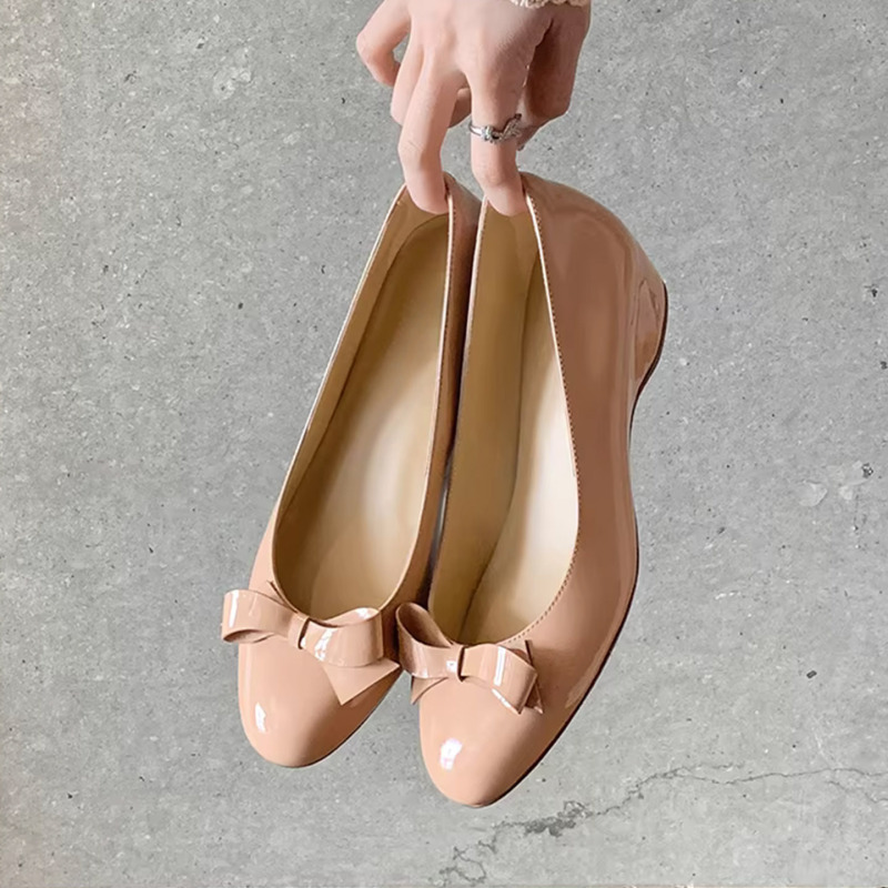 In Stock~ Bowknot Hidden Heel 4cm Nude-Colored Women's Flats, Spring 2026 New French-Style Shallow Mouth Commuter Shoes In Stock~ Bowknot Hidden Heel 4cm Nude-Colored Women's Flats, Spring 2026 New French-Style Shallow Mouth Commuter Shoes