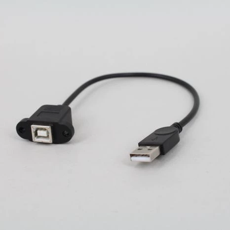 Печатный кабель USB: штекер A — гнездо B с винтовым креплением, фиксирует; штекер A — к квадратному печатному порту (гнездо), печатный USB-кабель