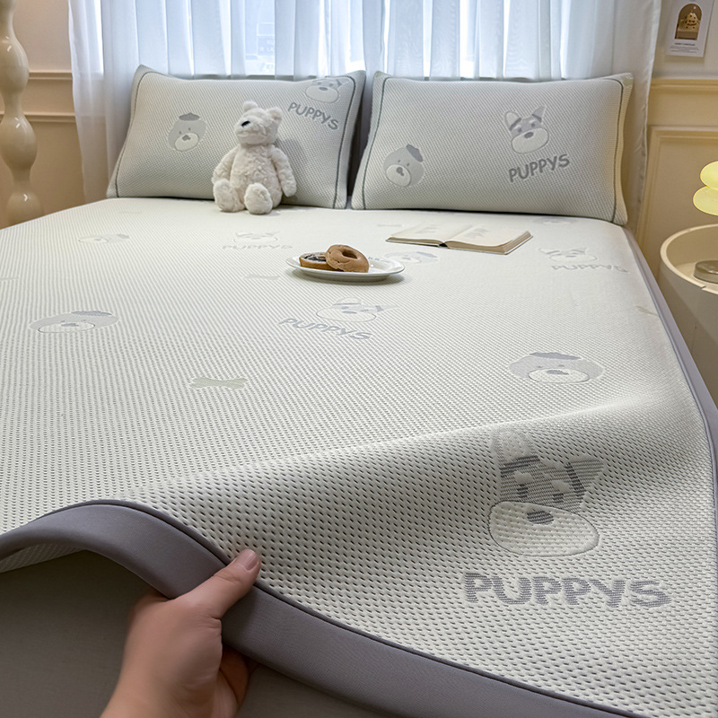 A clase madre e infante grado frijoles de verano estera de seda de hielo estera de verano hogar estera suave se puede lavar con máquina dormitorio set de tres piezas 4