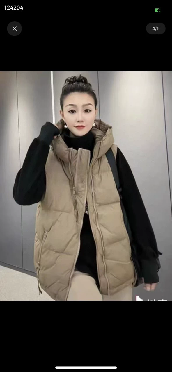 Velvet vest with down, down jacket, hoody, tank top, duck down, Korean style, oversize