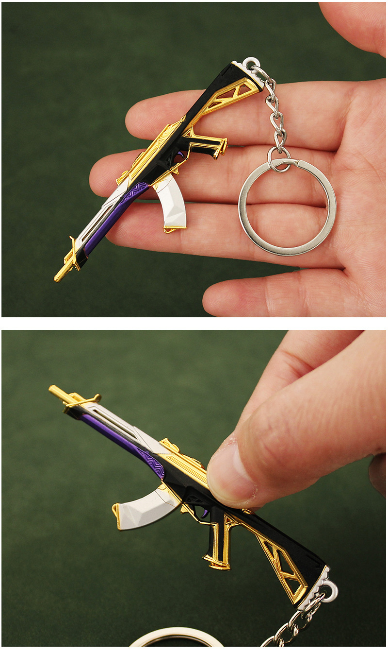 瓦罗兰特周边 狂徒Prime暴徒AK紫金狂潮ak全金属武器模型挂件9cm-阿里巴巴