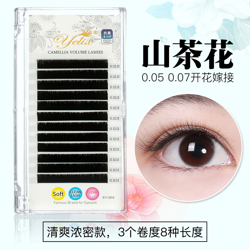 Fábrica de pestañas marrones de una sola raíz más densa, pestañas falsas, pestañas de injerto de camellia de color caramelo natural