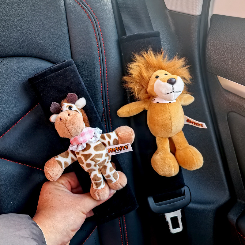 Car Seat Belt Shoulder Cover, Cute Little Animal Plush Anti-Stranglehold Car Decorative Ornaments, New Car Gift for Girls