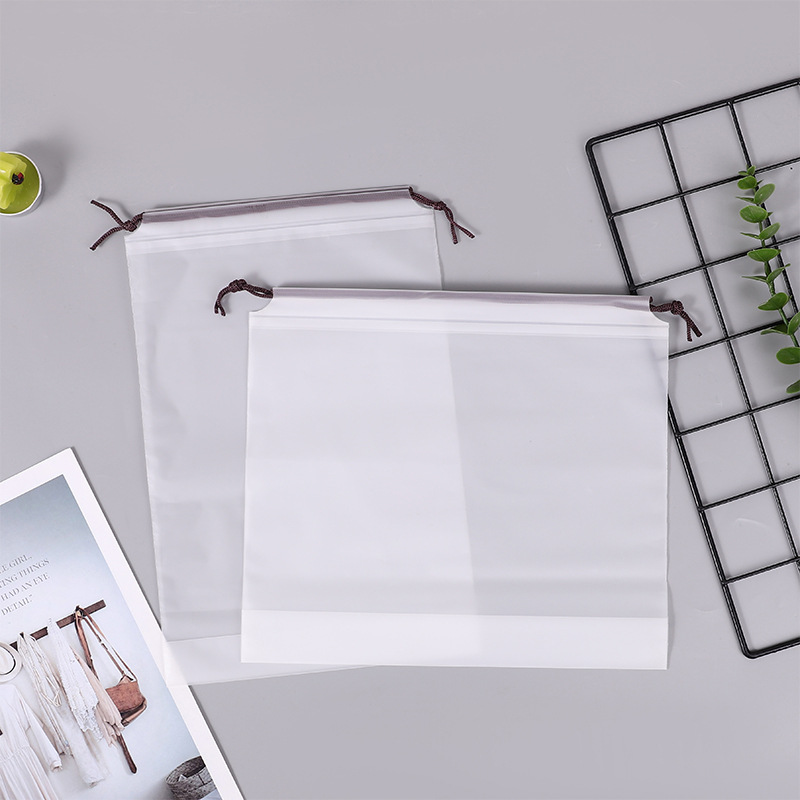 Ropa interior Zapatos Ropa organización en Blanco Bolsa de cordón esmerilado EVA bolsa de viaje con cordón bolsa de cordón