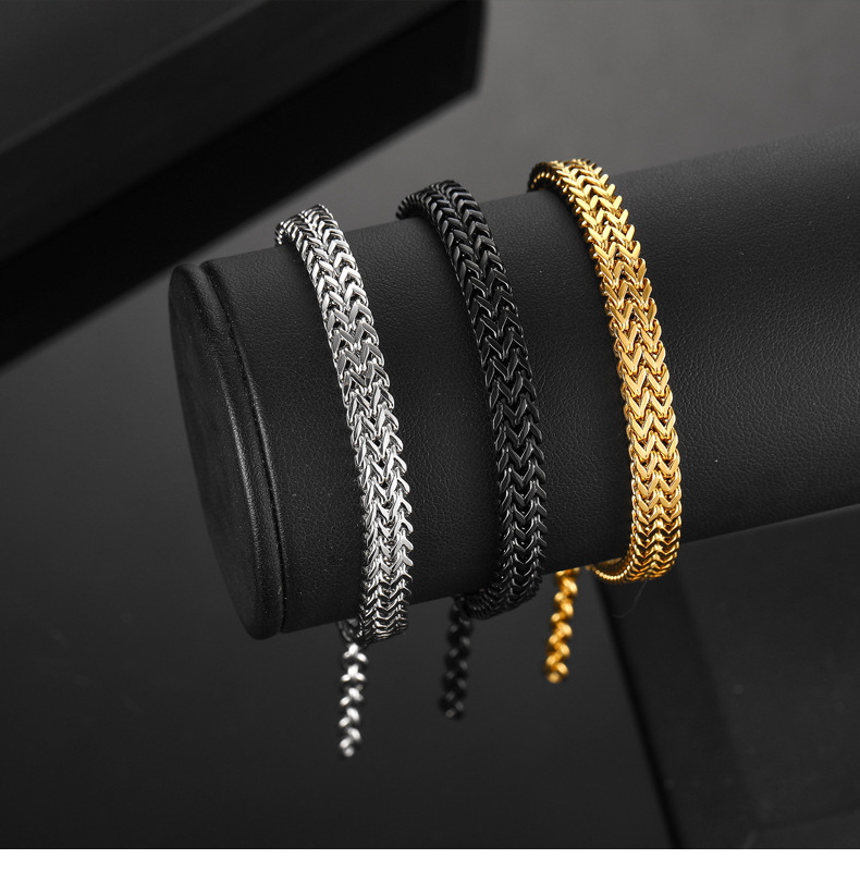 14g Weight Bracelets Classification 304 Stainless Steel Chain Material 1 Piece Quantity Holiday, Daily, Street Occasion 304 Stainless Steel Material Geometric Pattern Men's Gender Plating Design Punk Style Punk Geometric 304 Stainless Steel Plating Men's Bracelets Men's Chain Bracelets 4
