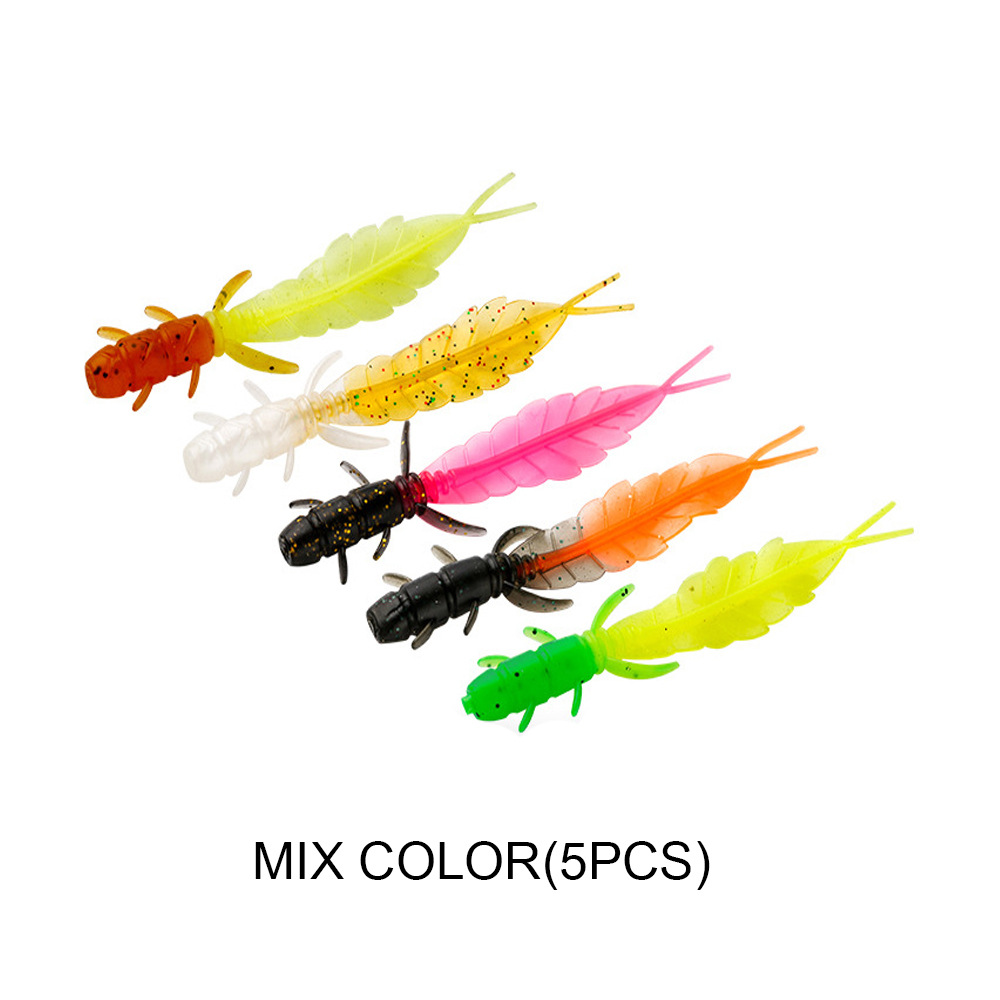 Luya cebo suave miniatura de dos colores aguja cola 5 piezas 75mm/1,3G falso cebo raíz pesca bajo mandarín fábrica de pescado al por mayor