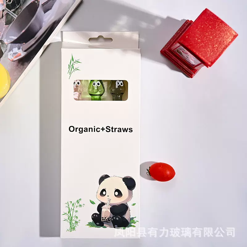 厂家批发高硼硅透明彩色大眼仔玻璃吸管耐热直管套装3+1跨境电商