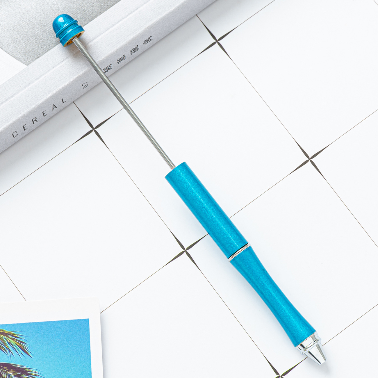 Pluma de cuentas de metal en stock al por mayor creativo con cuentas bolígrafo DIY bolígrafo personalidad metal DIY pluma con cuentas