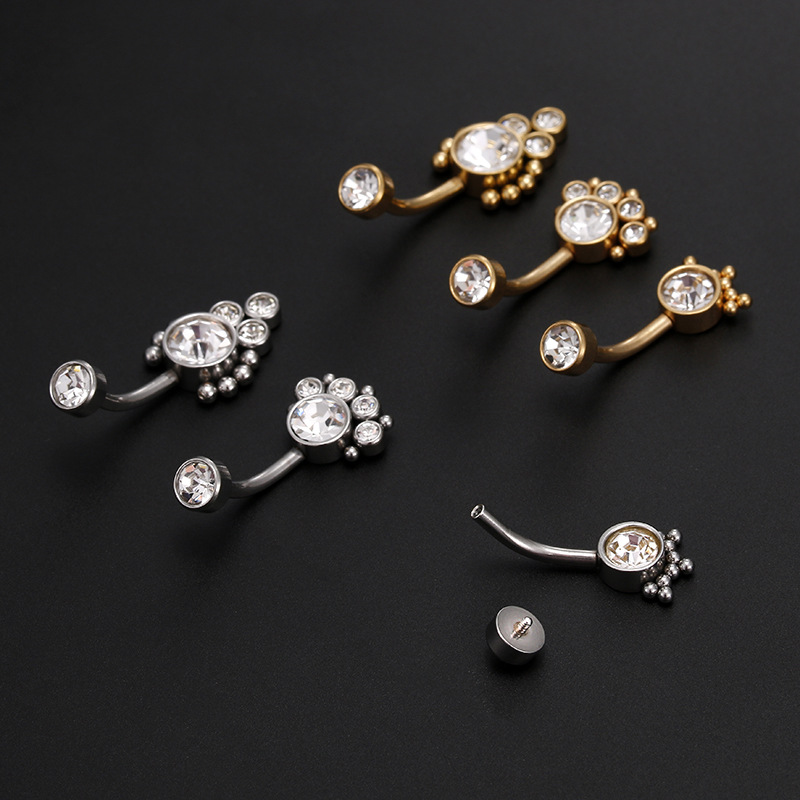 Simple Style Round Stainless Steel Inlay Zircon Belly Ring 1 Piece