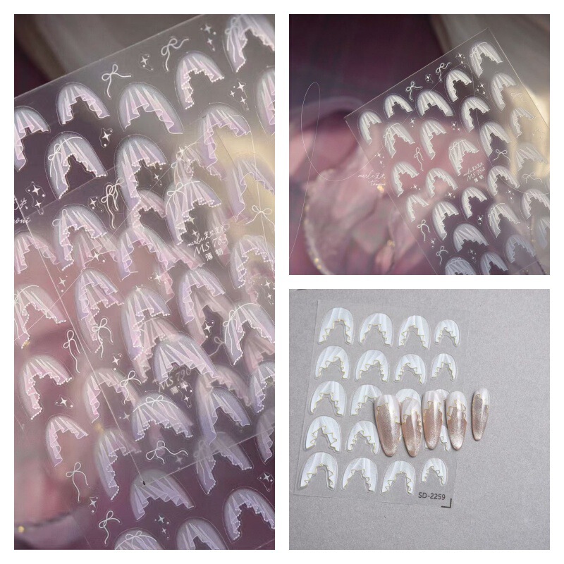 Light Pink French Skirt-Style Ribbon Thin Flexible Stickers for Nail Art, Dreamy Pink Ballet French Skirt Edge Nail Decoration Decals