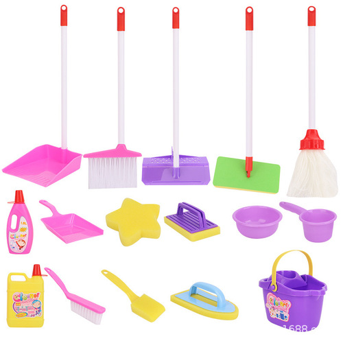 Cross-border children's cleaning and hygiene toy set, simulated bathroom cleaning combo educational toy