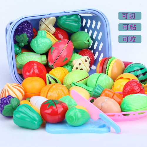 Factory wholesale children's educational play house toys, peelable seafood, cut vegetables and fruits, cut fruits in bulk