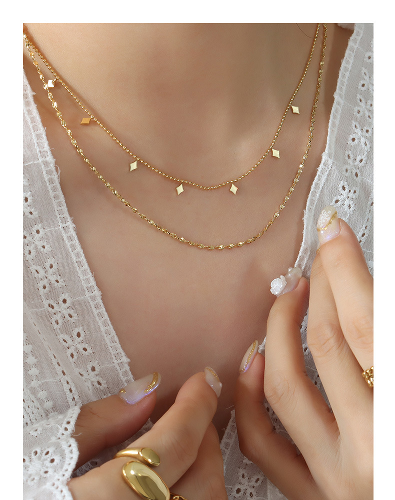 Simple Style Rhombus Titanium Steel Layered Necklace 1 Piece