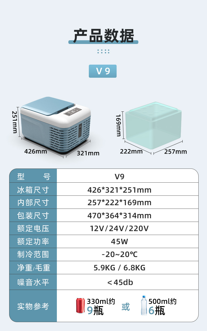 Ice Tiger Compressor Car Refrigerator Car Home Dual-use Refrigeration 12v24v Portable V9 Dormitory Mini Refrigerator
