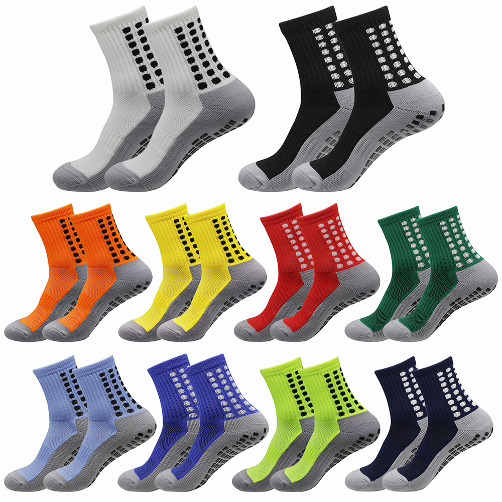 Cross-Border Men's Mid-Calf Socks, Non-Slip Glue Football Socks, Thickened Towel Bottom Sports Socks, Sweat-Absorbent and Breathable Basketball Socks
