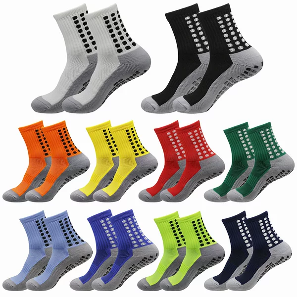 Cross-Border Men's Mid-Calf Socks, Non-Slip Glue Football Socks, Thickened Towel Bottom Sports Socks, Sweat-Absorbent and Breathable Basketball Socks
