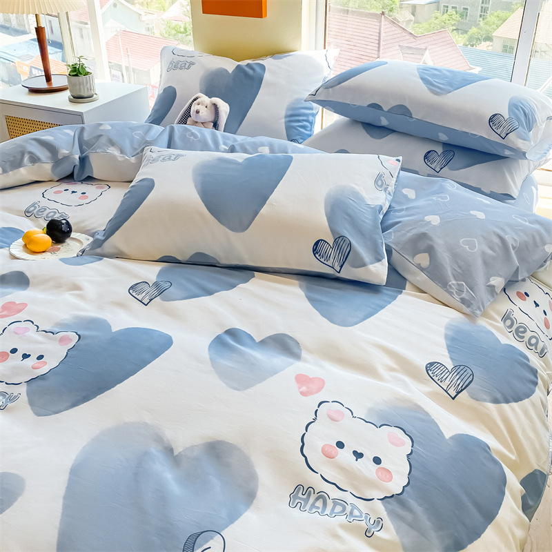 Ins ropa de cama gruesa de invierno de algodón de cuatro piezas de algodón 100 sábanas fundas de edredón sábana ropa de cama de un solo traje de tres piezas