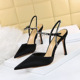 Han edition 221-1 party fine with high heels satin light mouth pointed hollow out shoes diamond one word with sandals in summer