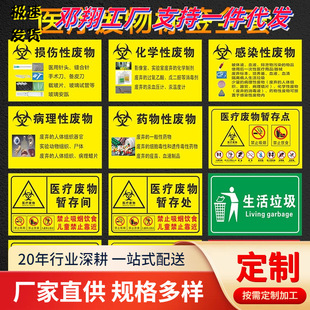 Medical waste identification plate, drug-induced pathological infection, garbage grade label, prompt sticker, hospital garbage classification label