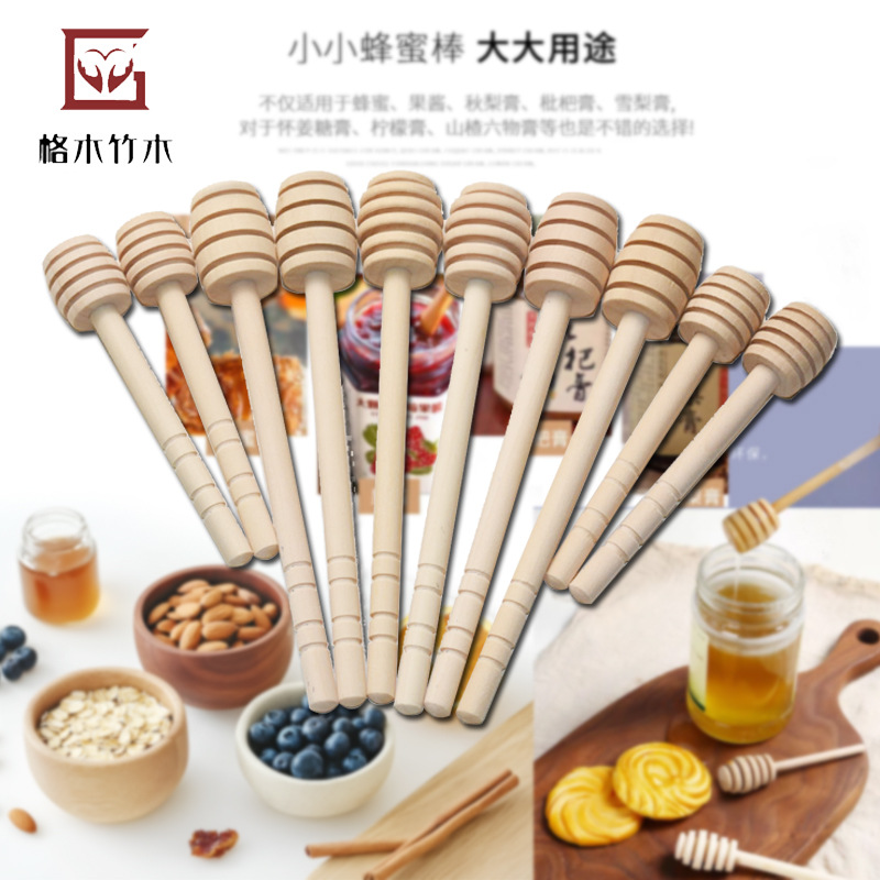 Exportación calidad loto madera miel palo mano regalo marcado madera redonda cabeza agitación varilla madera maciza miel palo agitación varilla