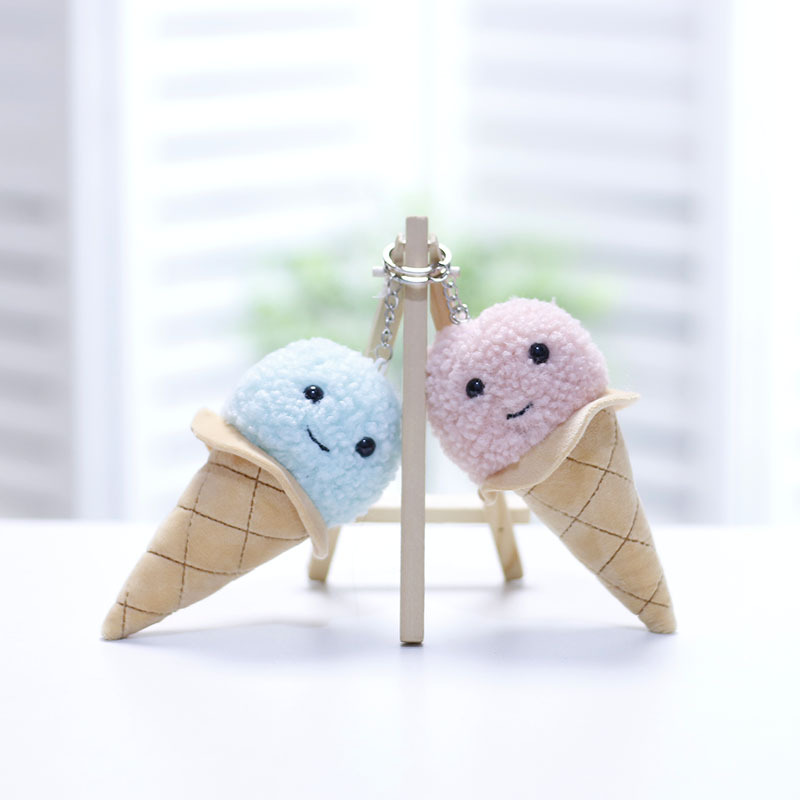 可愛冰激淩挂件毛絨玩具卡通萌創意冰糕玩偶小號書包挂飾爪機娃娃