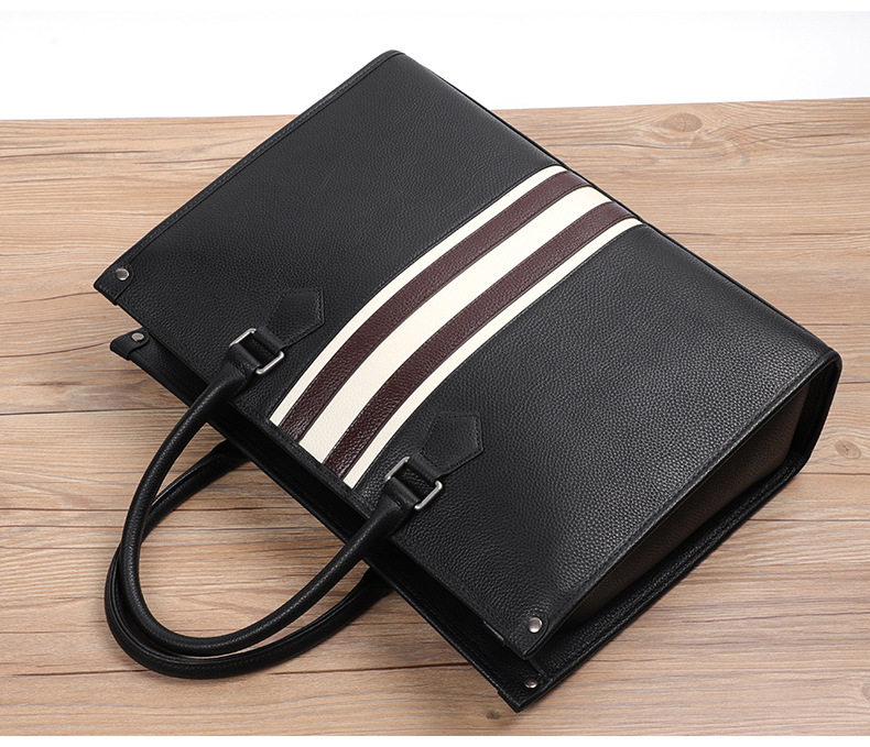 Túi xách tay nam da bò thật đựng laptop 15,6 inch kiểu công văn, 40×13×29 cm — Lớp lót nỉ cao cấp màu đen chi tiết 4