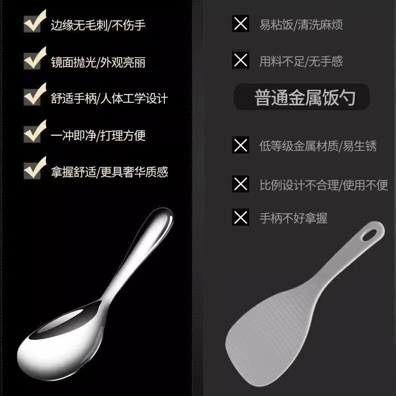 長柄大型しゃもじ ステンレスしゃもじ 家庭用スプーン 大きなスプーン ノンスティックしゃもじ 食事の提供用|undefined