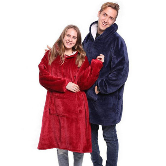 Factory Supply Flannel Home Lazy Wear Pullover TV Blanket Outdoor Cold-proof Sweatshirt Hooded Home Nightgown