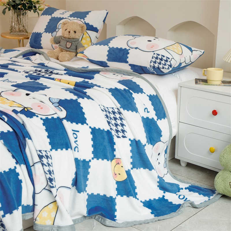 Nórdico flange mantas de peluche doble cara gruesa animación cuatro estaciones mantas de sofá general mantas de siesta mantas de piel