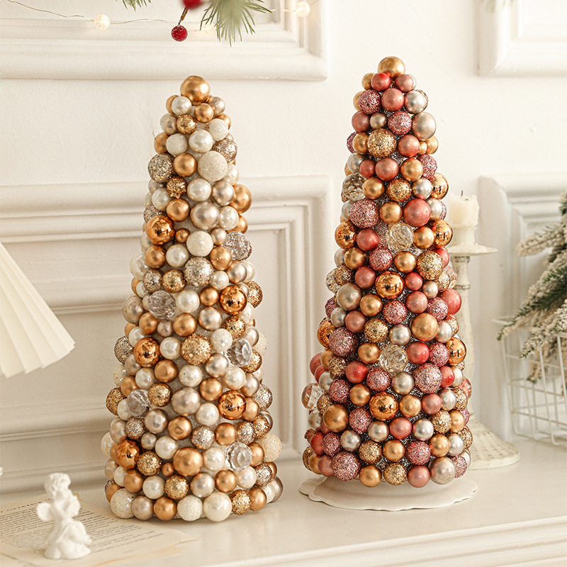 Nuevo producto 35CM bola de plástico espuma árbol de Navidad escritorio pequeño adornos cónicos torre de árbol decoración creativa de Navidad