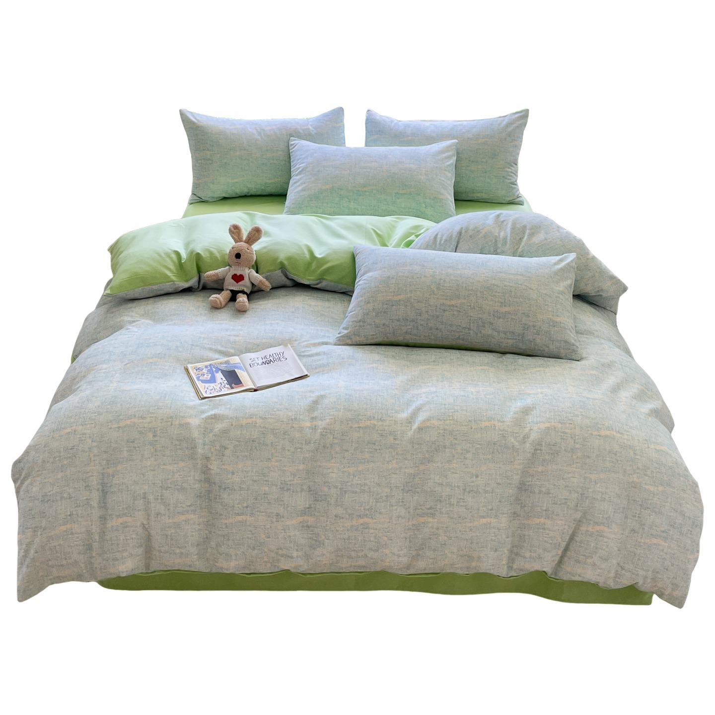 100% algodón engrosado cuatro piezas cubierta de edredón de algodón puro cubierta de sábanas de cama estilo de cama primavera / otoño / invierno ropa de cama