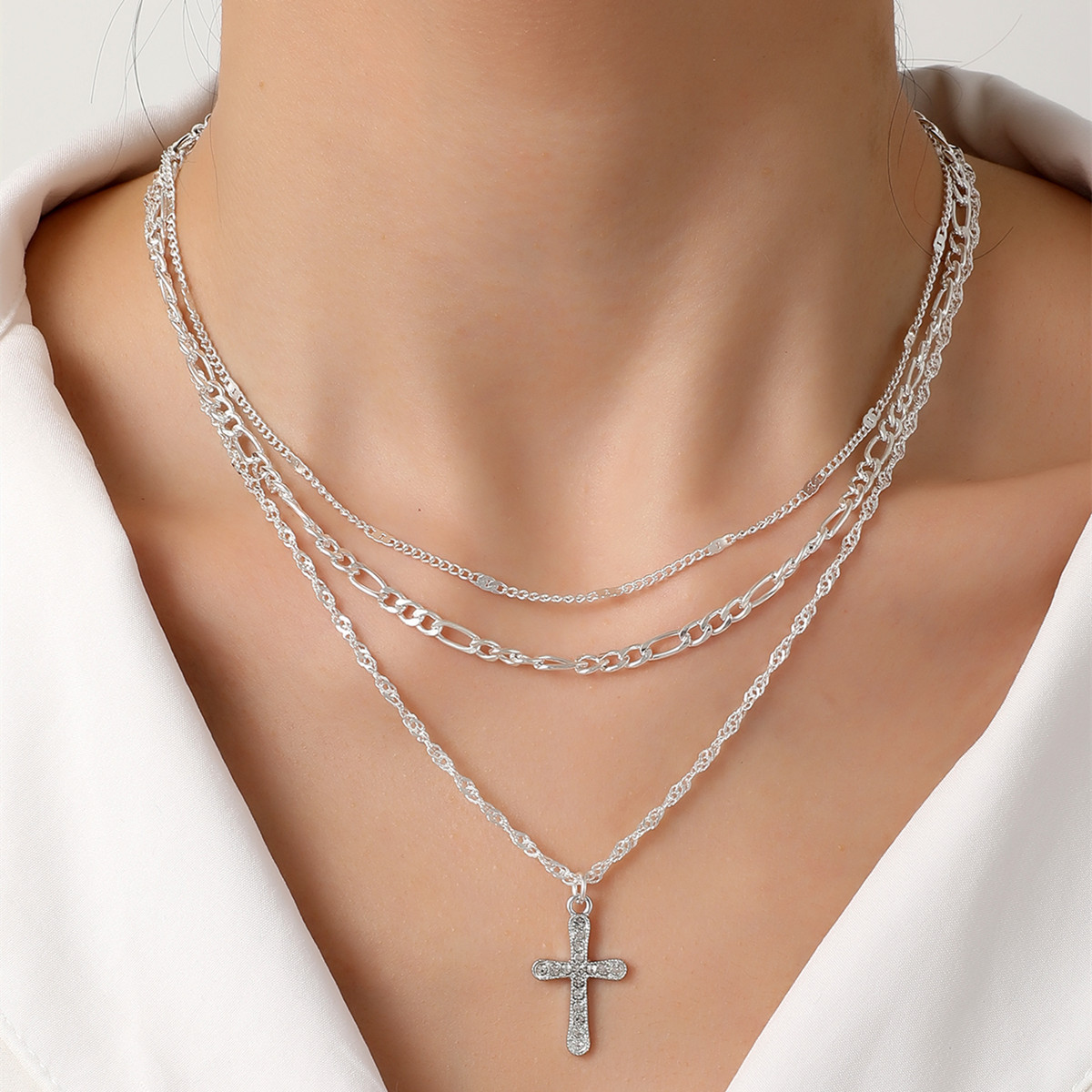 크로스 목걸이-실버