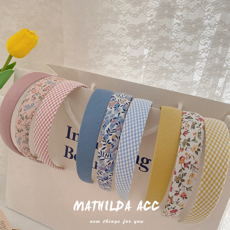 Fascia per capelli vintage con motivo scozzese a fiori, con bordo largo, versatile, con forcina per capelli, super fata Mori, accessori per capelli da donna, copricapo sudcoreano_voghion.com