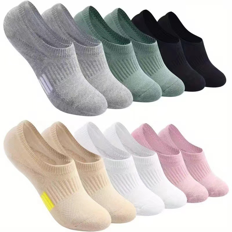 Cross-Border In-Stock Invisible Boat Socks for Women, Cotton Autumn and Winter Sweat-Absorbent Breathable Short Socks, Low-Cut Solid Color Socks, Versatile