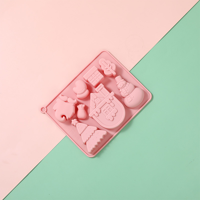新しいクリスマスヘラジカサンタシリーズムース食品グレードのシリコーンビスケットベーキングチョコレートモールド|undefined