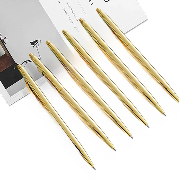Metal Signature Pen Advertising Customized logo Student Rotating Core Signature Pen Gift Electroplated Gold Ball Pen