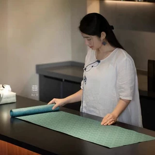 知舍唐草纹茶席复古中式茶桌布茶席垫子双面使用禅意吸水原创桌旗