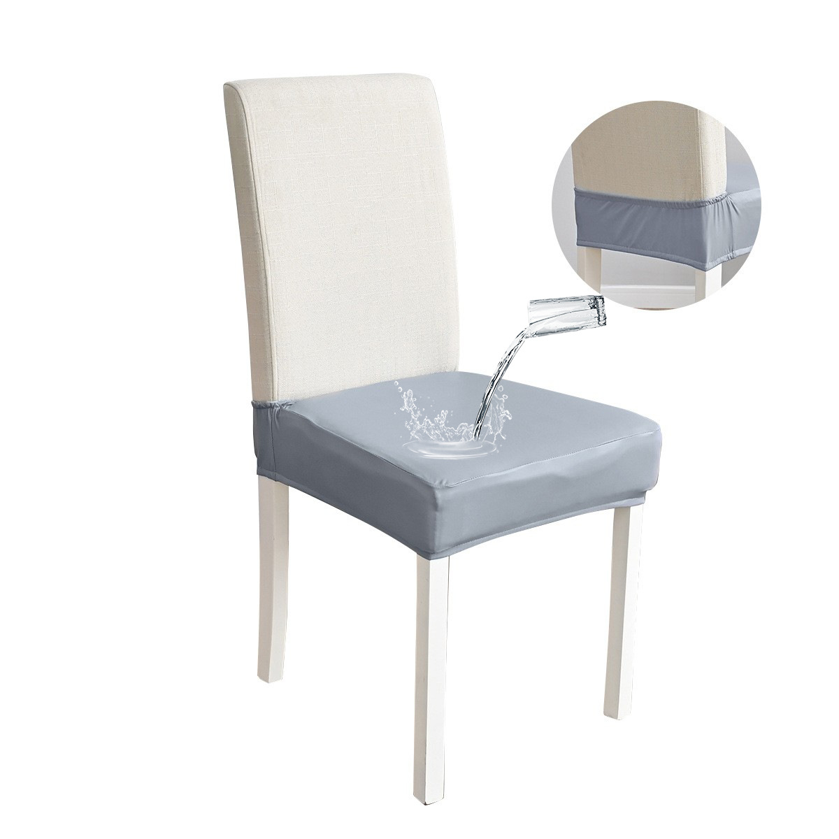 Transfronterizo PU cuero impermeable doble elástico cubierta de silla elástica de color sólido cubierta de taburetes de hotel cubierta de silla cubierta de Amazon TEMU