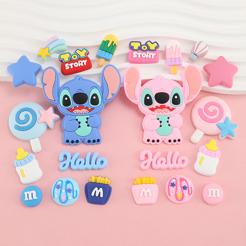 Lilo & Stitch Pvc Soft Rubber Accessories DIY Phone Case Decoration Materials iPad Case Shoe Patch Stickers