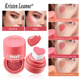 kristen leanne跨境超火爆爱心气垫印章液体腮红自然裸妆丝绒